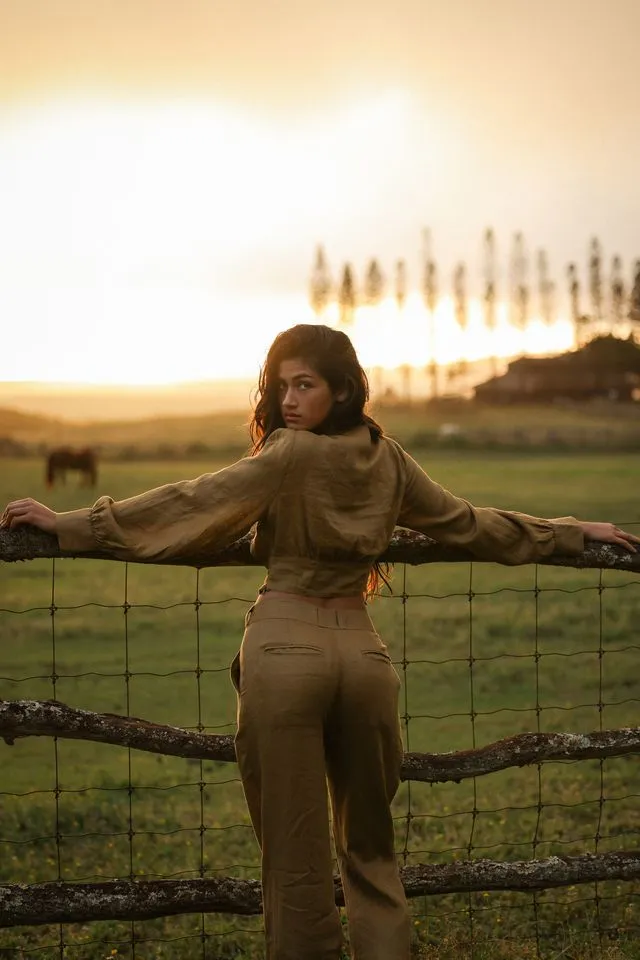 Voyage Sugar Cane Lace Up Blouse