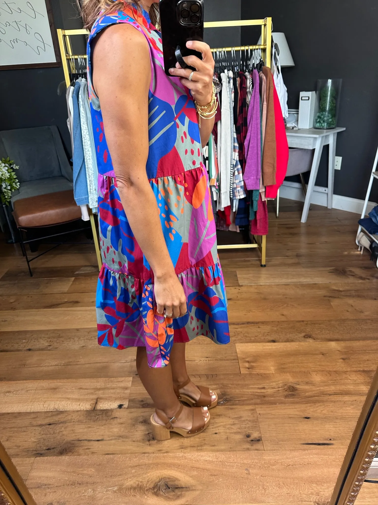 Where I Want To Be Tiered Dress - Royal Combo