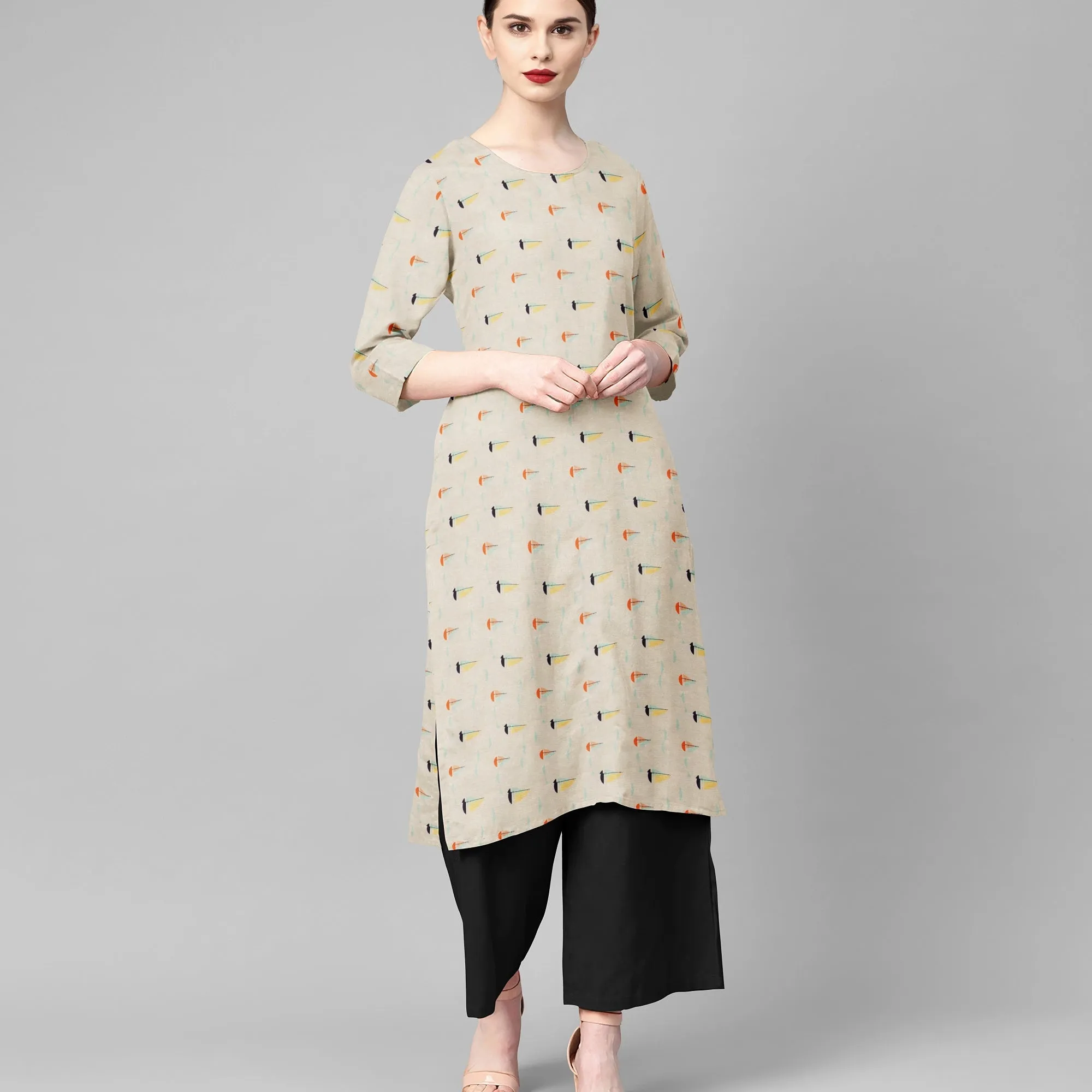 White Print Chiffon Fabric
