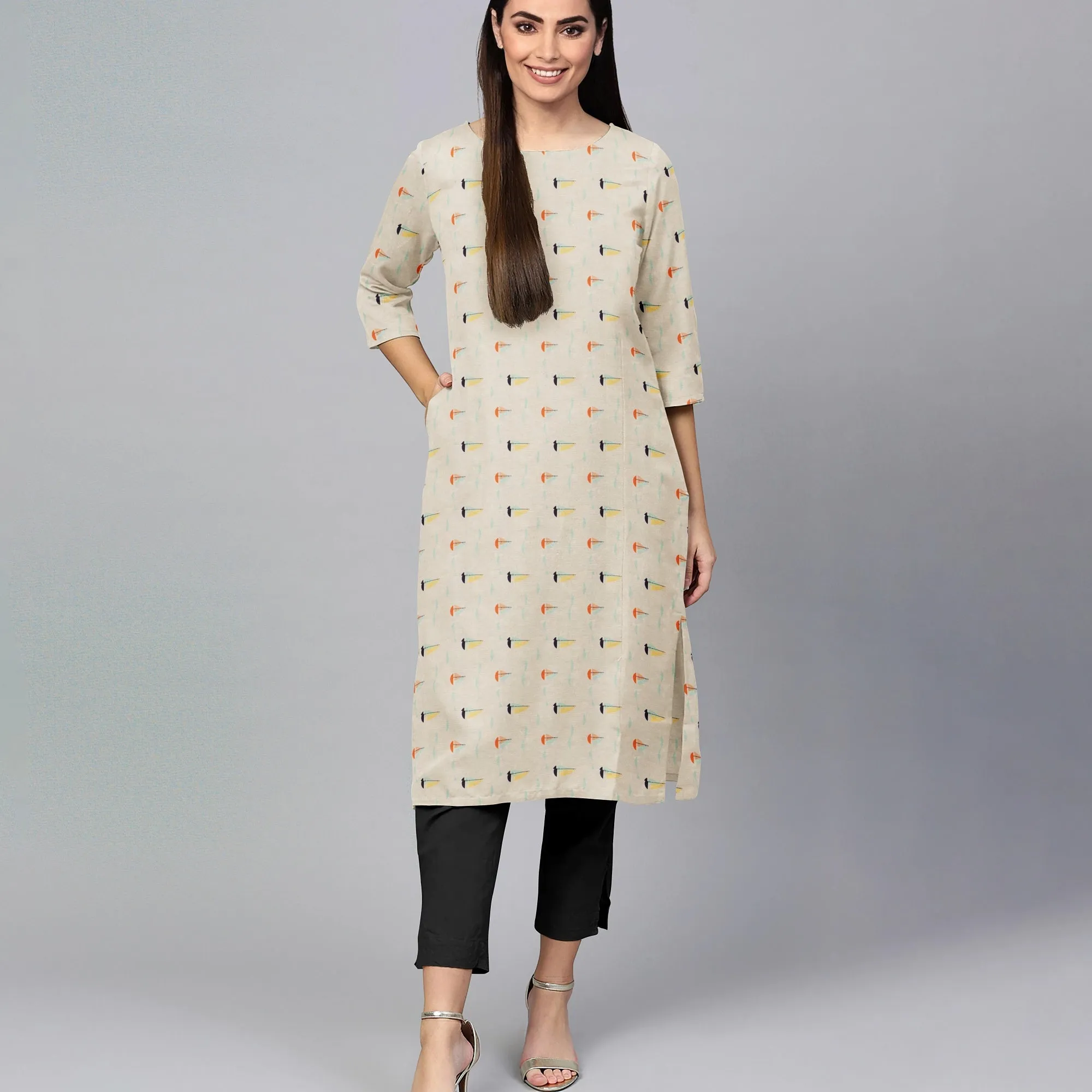 White Print Chiffon Fabric