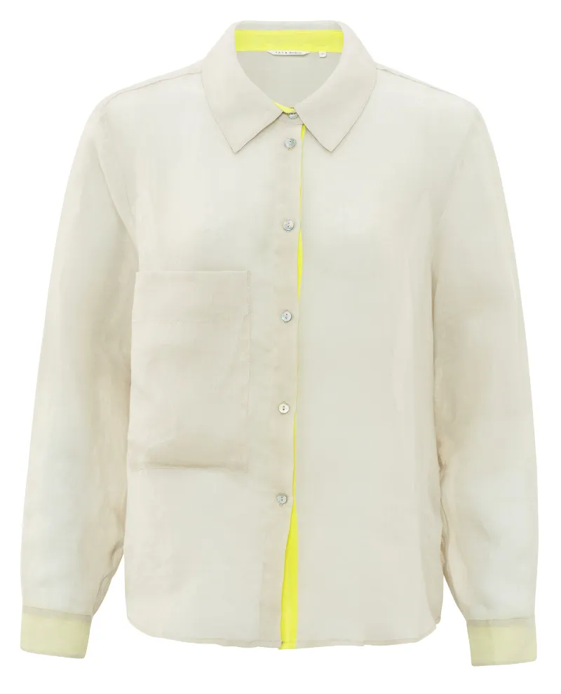 Yaya Neon Yellow Pocket Blouse