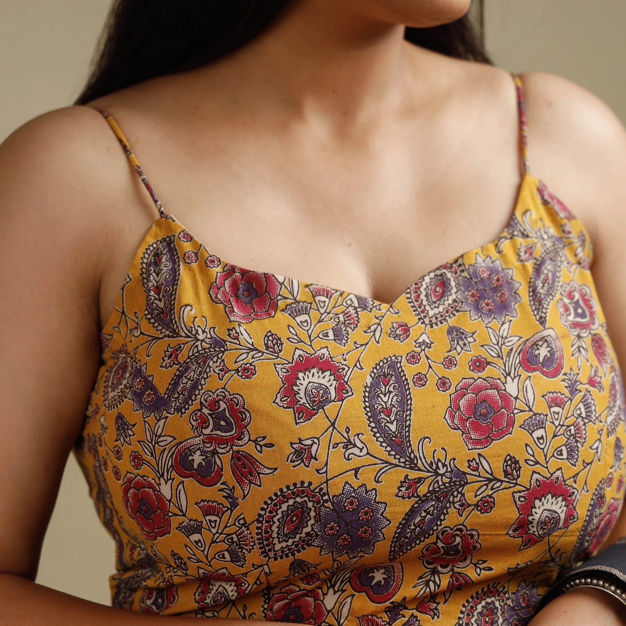 Yellow - Kalamkari Printed Cotton Stitched Blouse