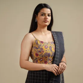 Yellow - Kalamkari Printed Cotton Stitched Blouse