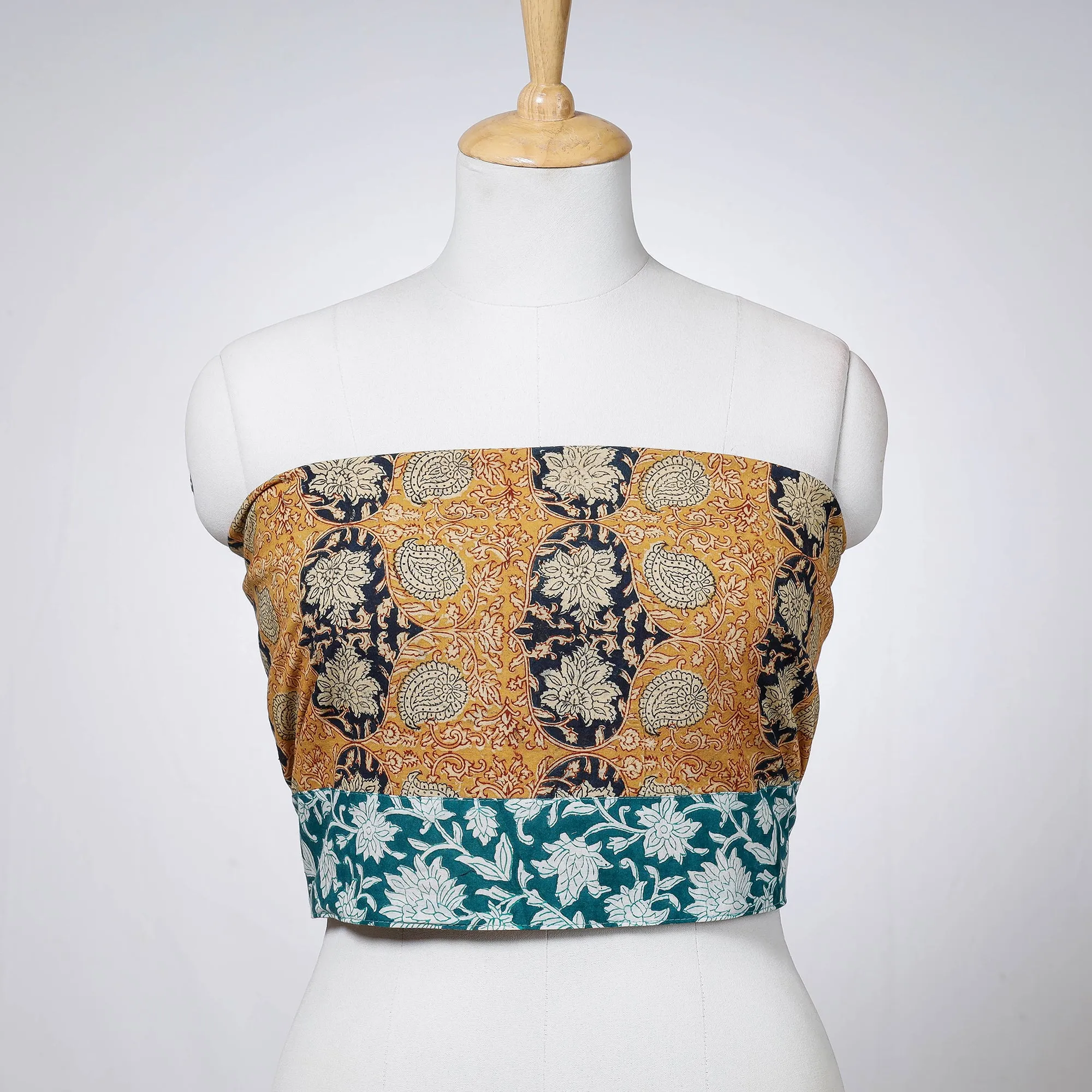 Yellow - Rangoli Kalamkari Block Printed Cotton Blouse Piece