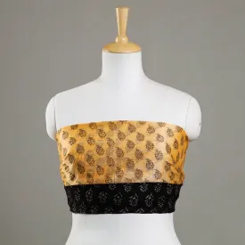 Yellow - Sanganeri Gold Block Printed Chanderi Silk Blouse Piece