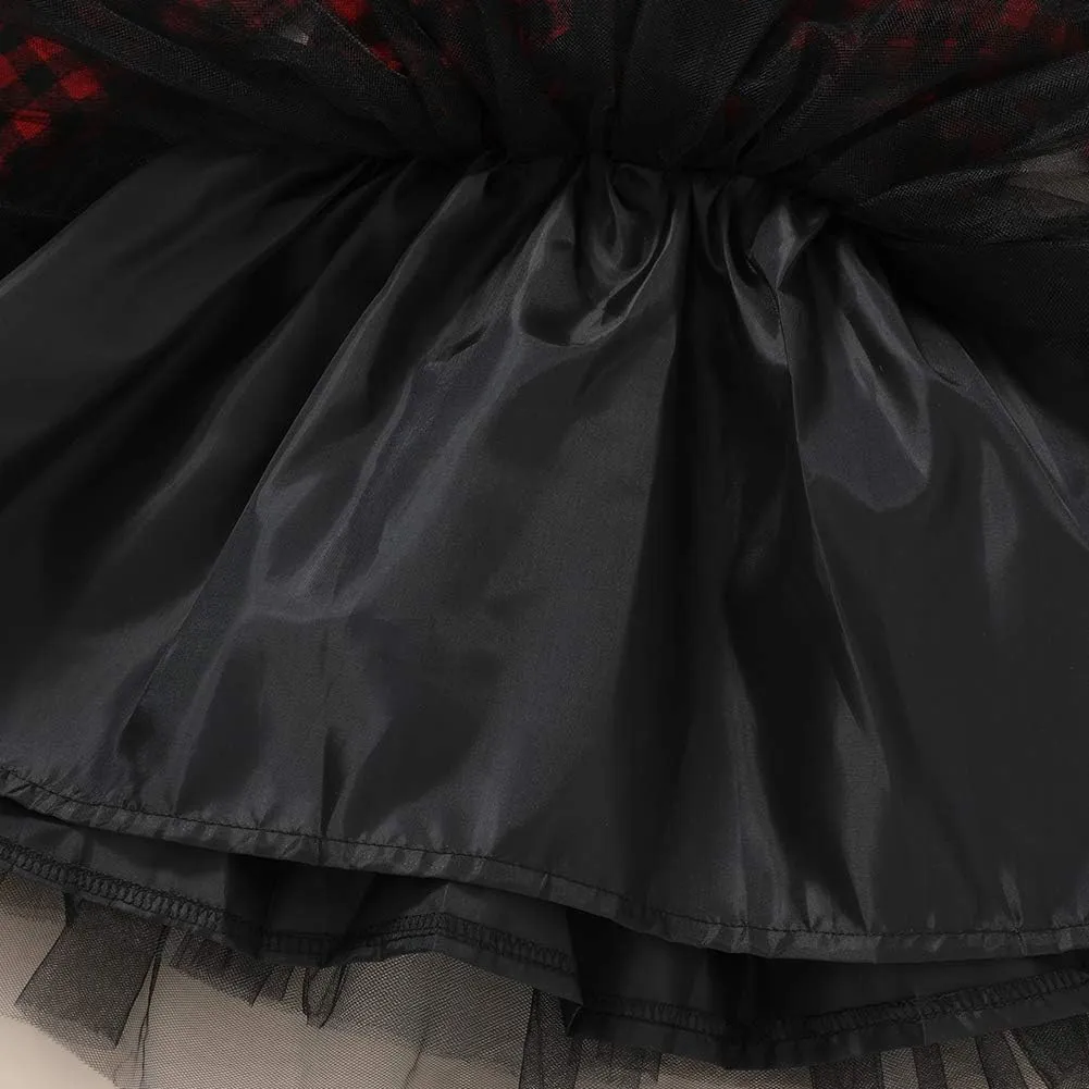 YOUNGER STAR Little Baby Girl Black and White Dress Buffalo Plaid Tutu Skirt Party Princess Formal Outfit Clothes