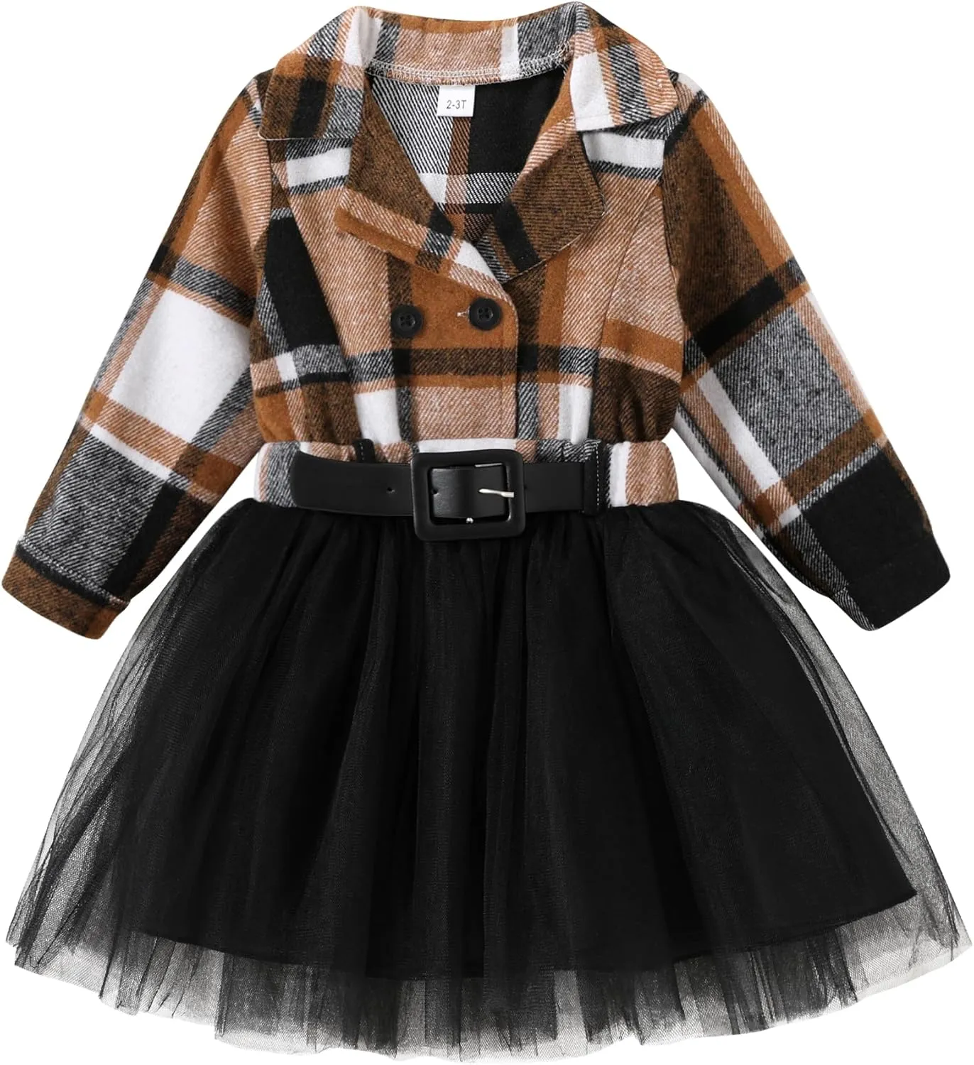 YOUNGER STAR Little Baby Girl Black and White Dress Buffalo Plaid Tutu Skirt Party Princess Formal Outfit Clothes